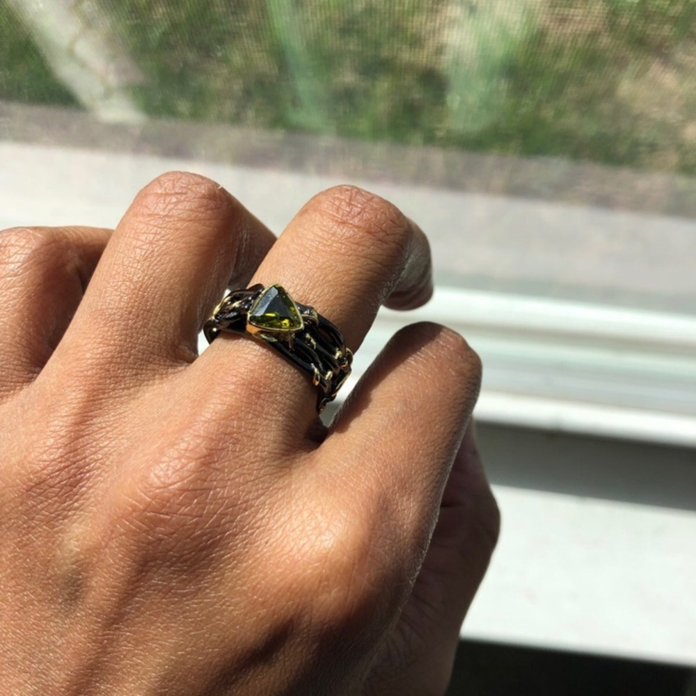 - Hematite Finish Swarovski Elements Ring Size 7 - image 3